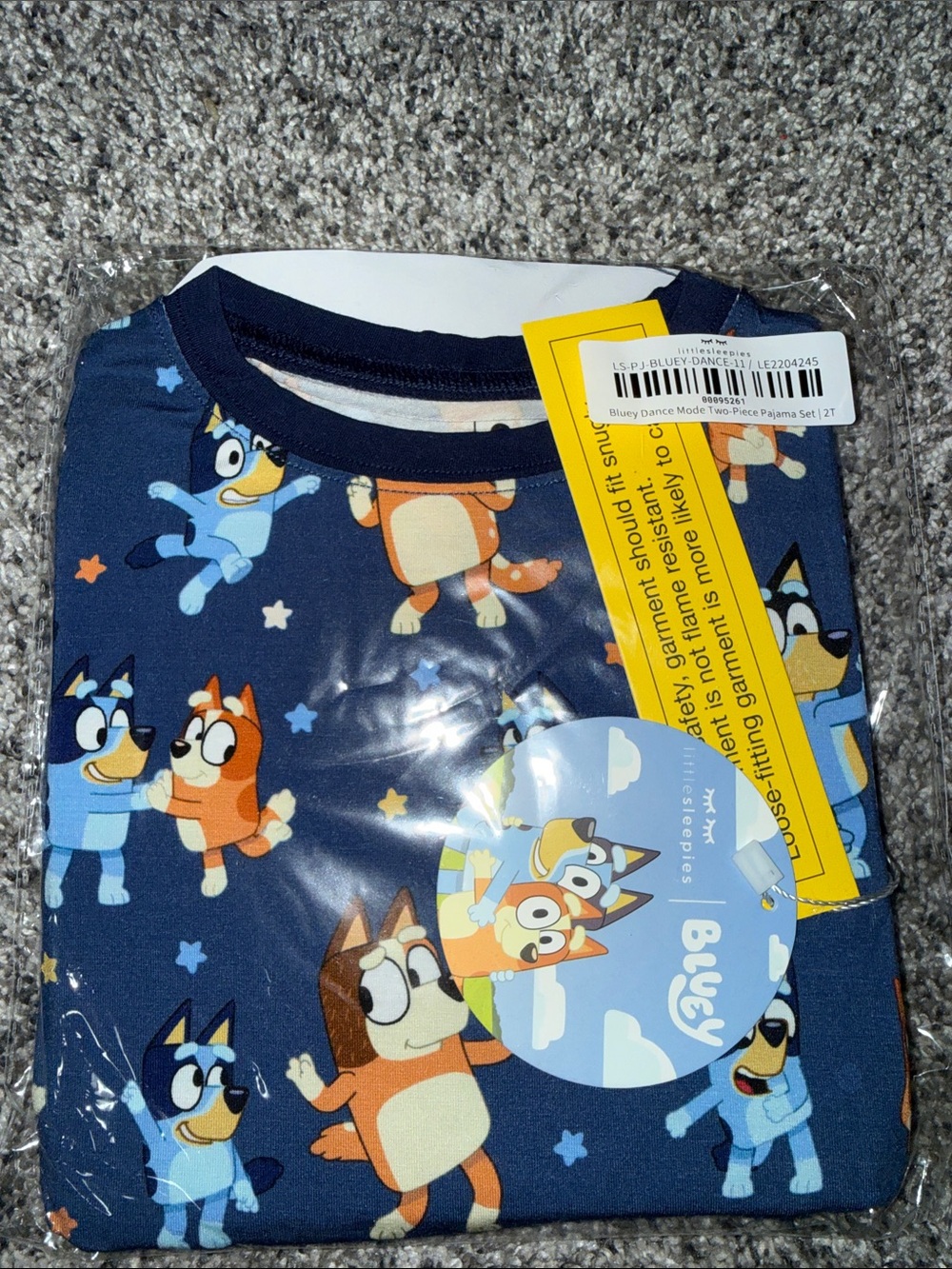 Little Sleepies Bluey Dance Mode NWT NIB Long Sleeve 2 Piece Pajama 2T Bamboo